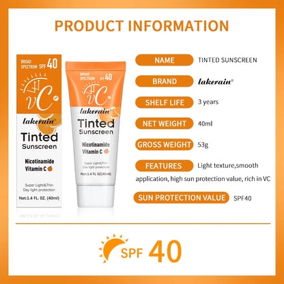 SPF40 Tinted Moisturizing VC Sunscreen Skin Protection Refreshing Makeup Sunscreen Cream UV Anti-Aging Resistance Sunscreen